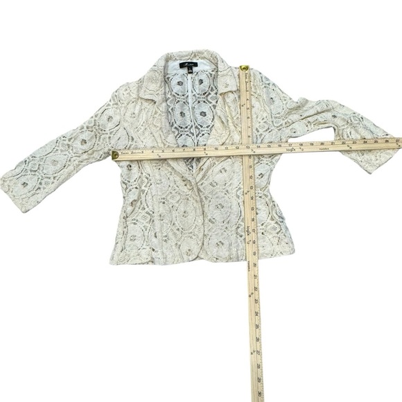 Monteau White Cream Lace blazer jacket Vintage look Size Large but runs small - Picture 2 of 5